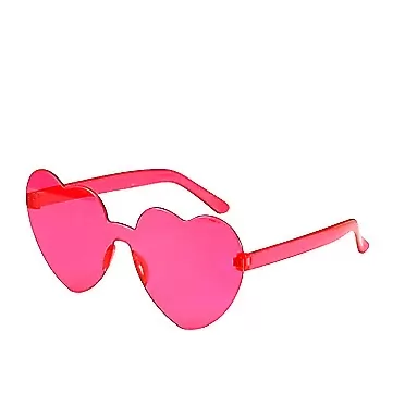 KLGDA_Festival Love-Heart Shaped Sunglasses, Women PC Frame Resin Lens Sunglasses UV400 Sunglasses One Size Hot Pink
