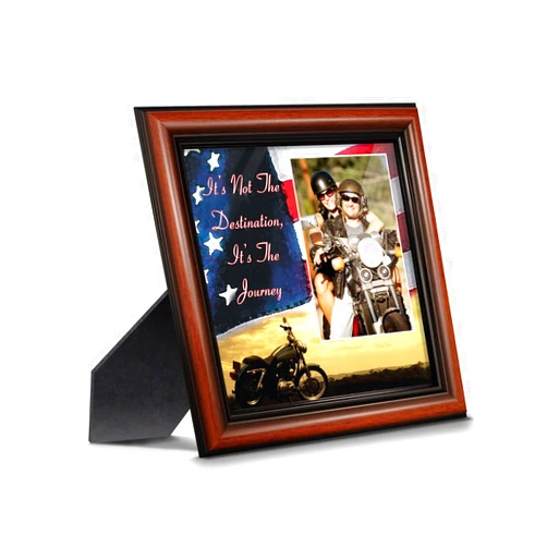 Crossroads Home Décor Harley Davidsons Motorcycle, It's not The Destination with American Flag Background, 9752W