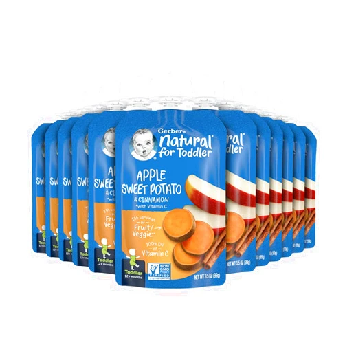 Gerber Baby Food Pouches, Toddler 12+ Months, Apple Sweet Potato, 3.5 Ounce (Pack of 12)
