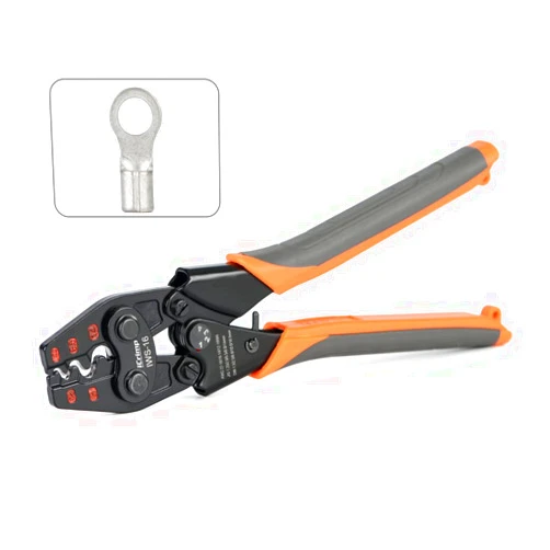 IWISS iCrimp Non Insulated Terminal Crimper, AWG 22-6 Ratchet Wire Crimper Tool for Battery Cable Terminal, Copper Butt Connector, Splice Wire Connectors