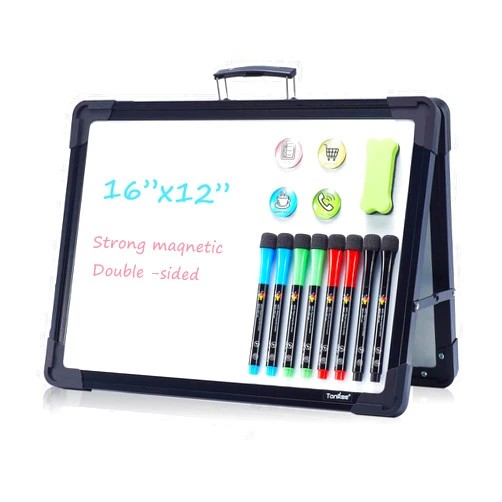 Tankee Small Dry Erase White Board – TANKEE Magnetic Desktop Foldable Whiteboard Portable Mini Easel Double Sided on Table Top with Holder for Drawing, Teacher Instruction, Memo Board
