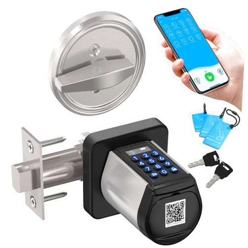 YOUDO WELOCK Smart Deadbolt Lock with Keypad - Keyless Entry Door Lock Front Door Electronic Digital Door Lock with 2 Keys 3 Card APP Control Easy Installation for Home Apartment Bedroom Hotel Garage