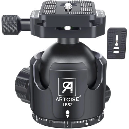 ARTCISE 52mm Low Profile Ball Head Tripod Mount Ball Head ARTCISE All Metal CNC Machining with Two 1/4