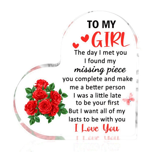 Sugchairo Gf Gifts I Love You Gifts for Her Acrylic Sign Birthday Gift for Girlfriend Romantic Gift for Gf Wife Fiancee Soulmate Christmas Valentines Long Distance Relationship Presents