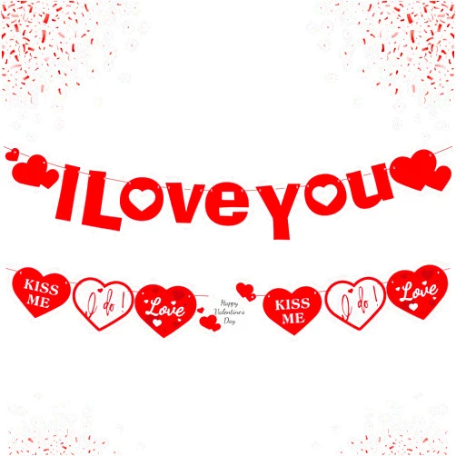 KatchOn, I Love You Banner with Conversation Hearts - 10 Feet, No DIY | Red I Love You Sign for Valentines Decorations | I Love You Decorations | I Love You Valentines Sign for Valentines Day Decor