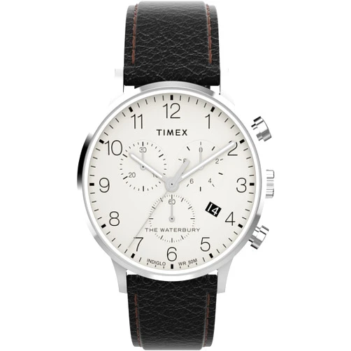 Timex Men's Waterbury Classic 40mm Watch - Black Strap Cream Dial Stainless Steel Case