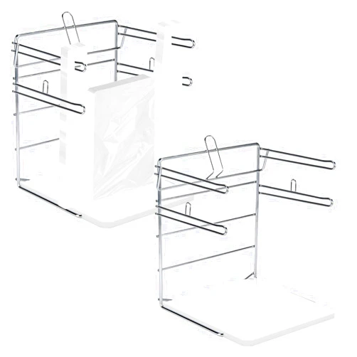 LOPOO 2 Pcs Plastic Grocery Bag Holder, T Shirt Bag Rack, Chrome-Plated Steel Stand, Fits 11½