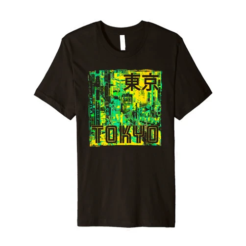Coto7 Tokyo Green Yellow Abstract City Premium T-Shirt