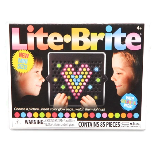 Basic Fun Lite-Brite Mini, Light Up Drawing Board, Mini LED Drawing Board with Colors, Travel-Sized Toys for Creative Play, Glow Art Neon Effect Drawing Board, Light Toys for Kids Aged 4 +