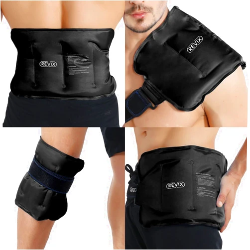 REVIX Large Ice Packs Wrap for Hip, Knee, Leg, Shoulder, Back, Reusable Gel Cold Pack for Injuries, Joint and Muscle Discomfort Relief, Black