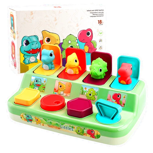 Aiqi Interactive Pop Animal Up Pals Baby Toy,Cause and Effect Toy,Early Learning Infant Toy for Sorting Colors,Montessori Developmental Activity Toy for Babies,Toddlers,Boys and Girls 9 12 18+ Months