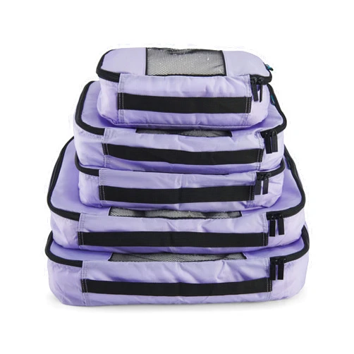 TravelWise Luggage Packing Organization Cubes 5 Pack, Lavender, 2 Small, 2 Medium, 1 Large (TWPC-27)