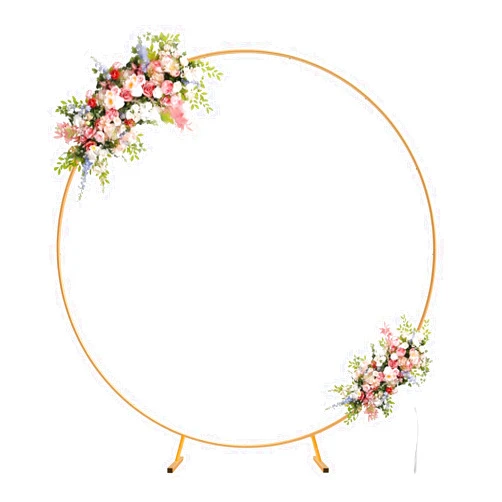 Chamvis Round Backdrop Stand, 6.9ft (2.1m) Gold Circle Round Wedding Arch Stand Plant Support Stand Garden Arbors: for Wedding Birthday Photo Background