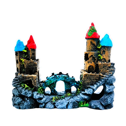 M2cbridge Antique Roman Column Ruins European Castle Aquarium Decorations Fish Tank Hideout Rocks (Medium Castle)