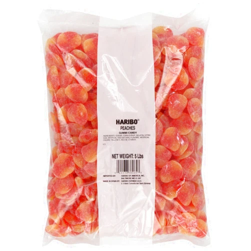 Haribo Gummi Candy, Peaches, 5-Pound Bag