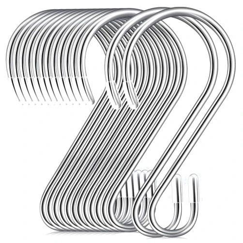Hotop 36 Pieces 3.15 Inch S Shaped Stainless Steel Hooks Metal Hanging Hooks Curtain Hooks Pan Pot Holder Rack Hooks for Hanging Pot, Pan, Cups, Plants, Bags, Jeans, Towels(Silver)