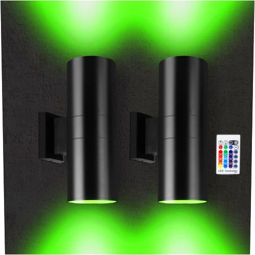Yasotek Up and Down Lights Outdoor, 96W RGBW Color Changing Wall Lights with RF Remote Controller for Garage,Front Door, Post, Patio, Terrace, Hallway, Porch