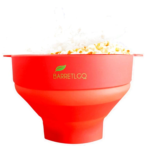 BARRETLGQ Silicone Microwave Popcorn Popper with Lid for Home Microwave Popcorn Makers with Handles Collapsible Popcorn Bowl
