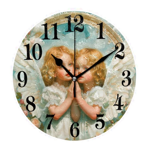 LYANHAN Simple Modern Clock for Living Room Small Wall Clock Angel Decorative and Artistic Versatile Display Options Ideal for Home & Office Decor Clear Legible Numbers, Easy to Install