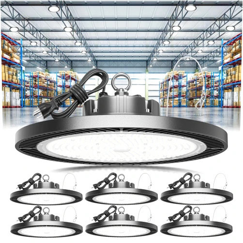ELEKICO Super Bright 250w UFO LED High Bay Light 35000lm with Plug 5ft Cable (Eqv.1000w Mh/Hps/Hid),5000k High Bay Led Shop Lights Garage Lighting for Garage Factory Workshop Warehouse Barn -6pack