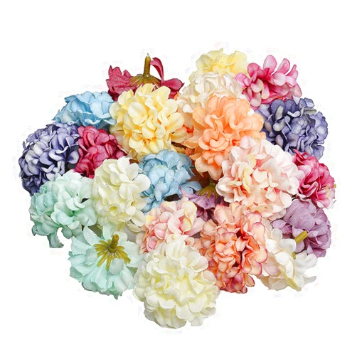 Teensery 24 Pcs Artificial Hydrangea Flower Heads Bulk Silk Flower for Wedding Decoration Home Decor Party Supplies DIY Crafts, 1.8