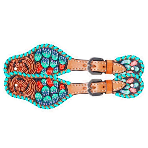 Rafter T Ranch Company Rafter T Ranch Co Painted Cactus Kids Spur Straps