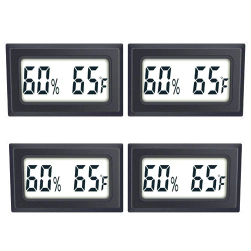 AikTryee Reptile Thermometer 4-Pack Mini Digital Humidity Temperature Meters Gauge Indoor Hygrometer Thermometer AikTryee wiht ℉ for Humidors Greenhouse Garden Cellar Closet Guitar Case