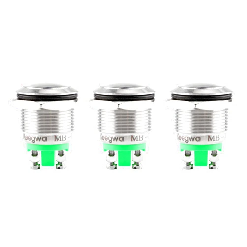 Keegwa (3 PCS) 19MM Momentary Push Button Switch Metal Waterproof Stainless Steel 12V 24V 36V DC 110V 250V AC 5A 1NO SPST (Domed)