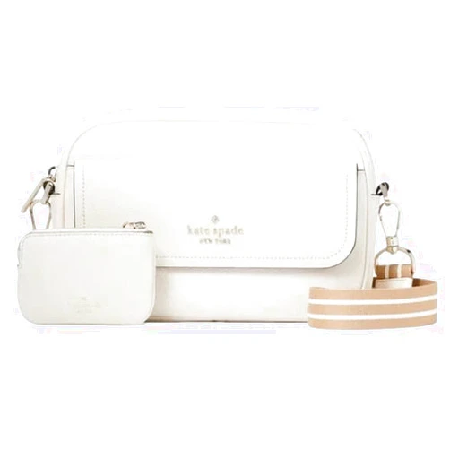 Kate Spade New York Women's Rosie Pebbled Leather Flap Camera Bag, Parchment