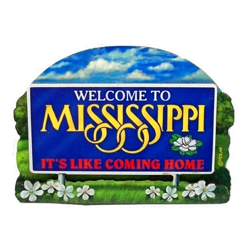 Souvenir Destiny Mississippi State Welcome Sign Wood Fridge Magnet 2