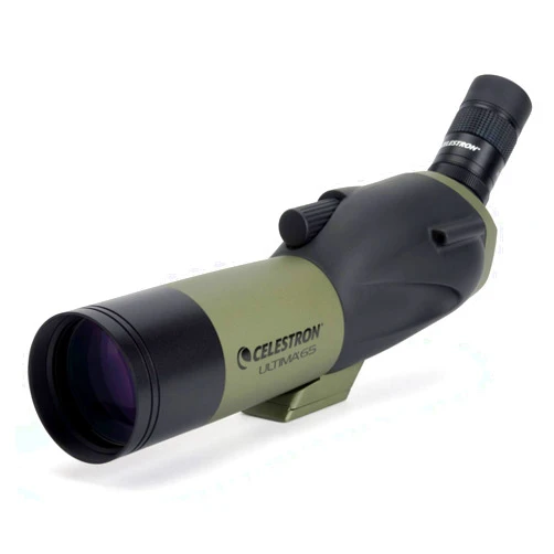 Celestron – Ultima 65 Angled Spotting Scope – 18-55x Zoom Eyepiece – Multi-Coated Optics for Bird Watching, Wildlife, Scenery and Hunting – Waterproof and Fogproof – Includes Soft Carrying Case