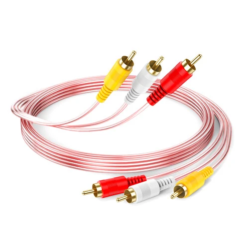 DteeDck AV Cable 6ft, 3 RCA Cables Male to Male Stereo Audio Component Video Shielded Cord Input Output for TV VCR DVD Amplifier and More