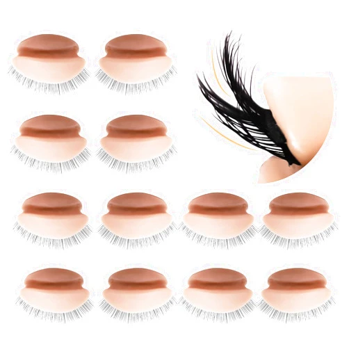 Embagol 6 Pairs of Embagol Double-layer Replacement Eyelids Replaced Eyelids for Lash Extension Practice Lash Mannequin Head Training for Beginners