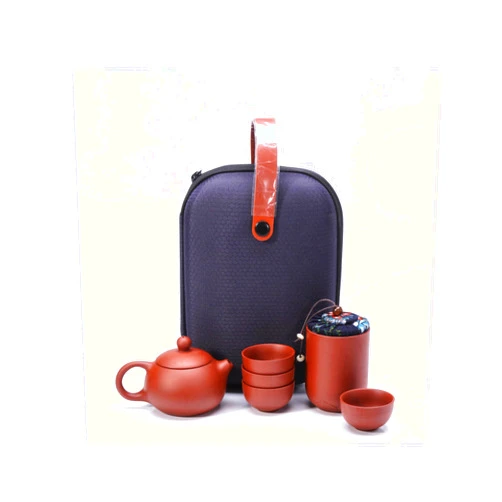 Knishk Travel Tea Set gift case Gongfu Tea Set Portable Tea Set Handmade Ceramic Tea set Elegant Chinese Tea Set with 4 cups Chinese Teapot with zen lotus design Loose Tea Infuser Dishwasher Safe Sets