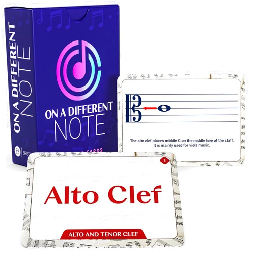 Briston Intermediate & Beginner Musicians 70 Flashcards - On a Different Note, Alto & Tenor Clefs, Dynamic Symbols, Tempo & Time – Teacher or Home Music Study Art Students Learning Band Flash Cards