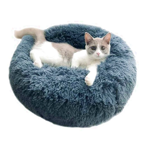 Vivi Bear Dog Bed Cat Bed Calming Dog Bed nest Extra Soft Comfortable Cute,Cat Cushion Bed Washable,Round Dog Bed Suitable for Cats and Small Medium Dogs M(60cm/23.6in) Dark gray
