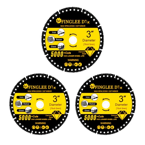 FINGLEE DT 3 Inch Metal Cut Off Wheel with 3/8