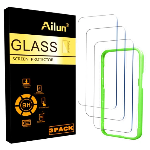 Ailun 3 Pack Screen Protector for iPhone 16 Pro [6.3 inch] with Installation Frame, Tempered Glass, Sensor Protection, Dynamic Island Compatible, Case Friendly