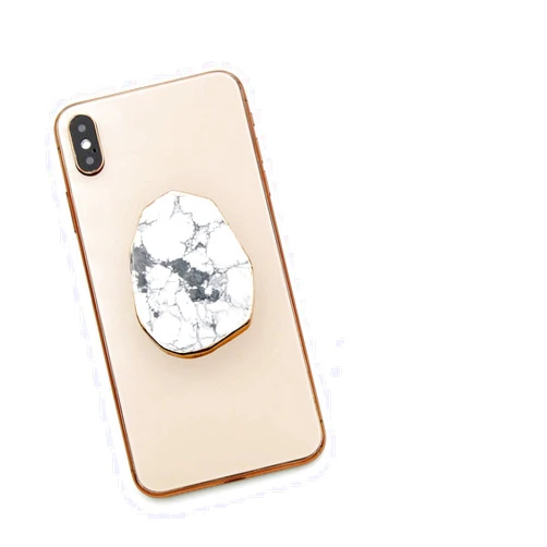 ATLLM Howlite White Marble Gemstone Crystal Phone Grip White Turquoise Collapsible Stand Holder for Cellphone and Tablet