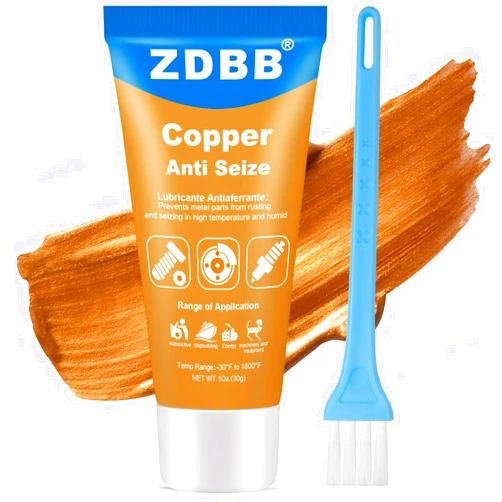 ZDBB Copper Anti Seize Thread Lubricant High Temp Anti-Seize Grease Compound for Automotive Marine Spark Plugs Brake Pads Rotors Nuts Antiseize Grease with Brush,1oz (1-Pack)