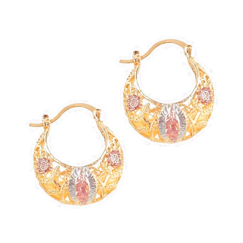 JHJEWH Virgen De Guadalupe Earrings - Our Lady of Guadalupe Earrings,Gold Virgin Mary Flower Basket Earring,Virgin Mary Catholic Jewelry Religious Earring Gifts for Women