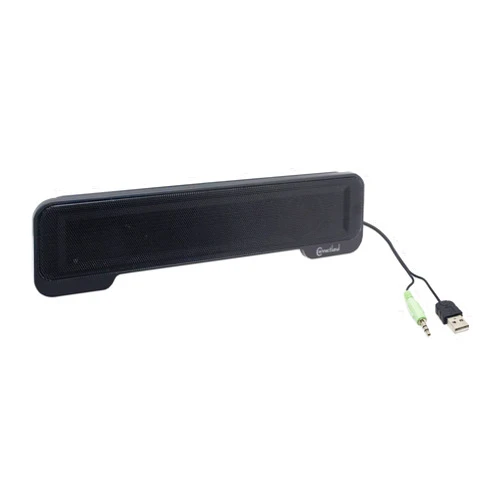 Syba USB Powered 3.5mm Audio Laptop Speaker CL-SPK20138 Clip-On Soundbar - Portable Compact Travel Stereo Speaker Bar Design Uses USB for Power 3.5mm Jack for Audio Black.