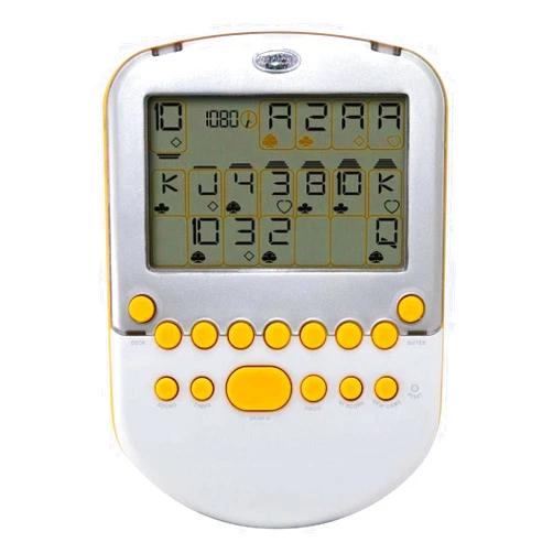 Mattel Big Screen Solitaire - White/ Silver with Yellow Accents