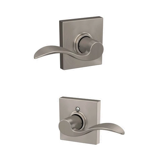 SCHLAGE Accent Lever with Collins Trim Hall and Closet Lock in Satin Nickel - F10 ACC 619 COL