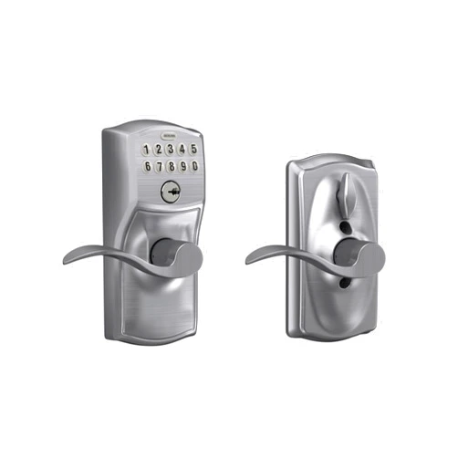SCHLAGE FE595 CAM 626 ACC Camelot Keypad Entry with Flex-Lock and Accent Levers, Brushed Chrome