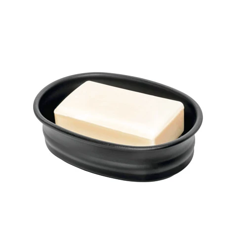 InterDesign iDesign 26087 Olivia Countertop Bar Soap Dish, Metal Holder for Bathroom, Shower, Vanity - Matte Black
