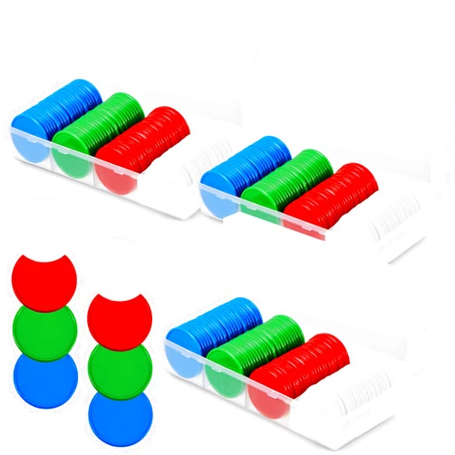 Lewtemi 300 Pieces Plastic Poker Chips with Storage Box Counters Chip Poker Chips Set for Adults Kids Poker Game Counters Play Game Bingo Learning Math Counting(Blue, Red, Green, White)