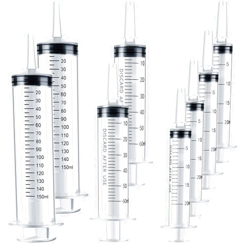Nuanchu 8 Pieces Large Plastic Syringe Set, Animals Syringes Liquid Measuring Syringe Tools for Dispensing, Animals Feeding, Watering and Multiple Uses (20ml, 60ml,150ml)
