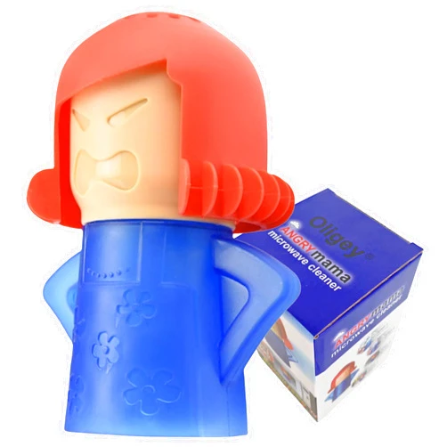 Oligey Angry Mama Microwave Cleaner only with Water and Vinegar Cleans your Kitchen Easily and Safe without Chemical Agent, Reusable Cute Steam Remover as Lovely Tool and Gift to Cooker Auto Cleaning