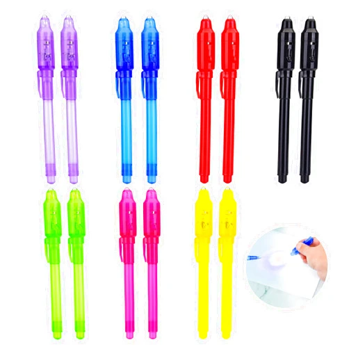 CAILINK Invisible Ink Pen 14 Pcs - Spy Pen With UV Pen Light - Invisible Disappearing Ink Pen for Secret Message and Stocking Stuffers for Kids Christmas - Birthday - Halloween